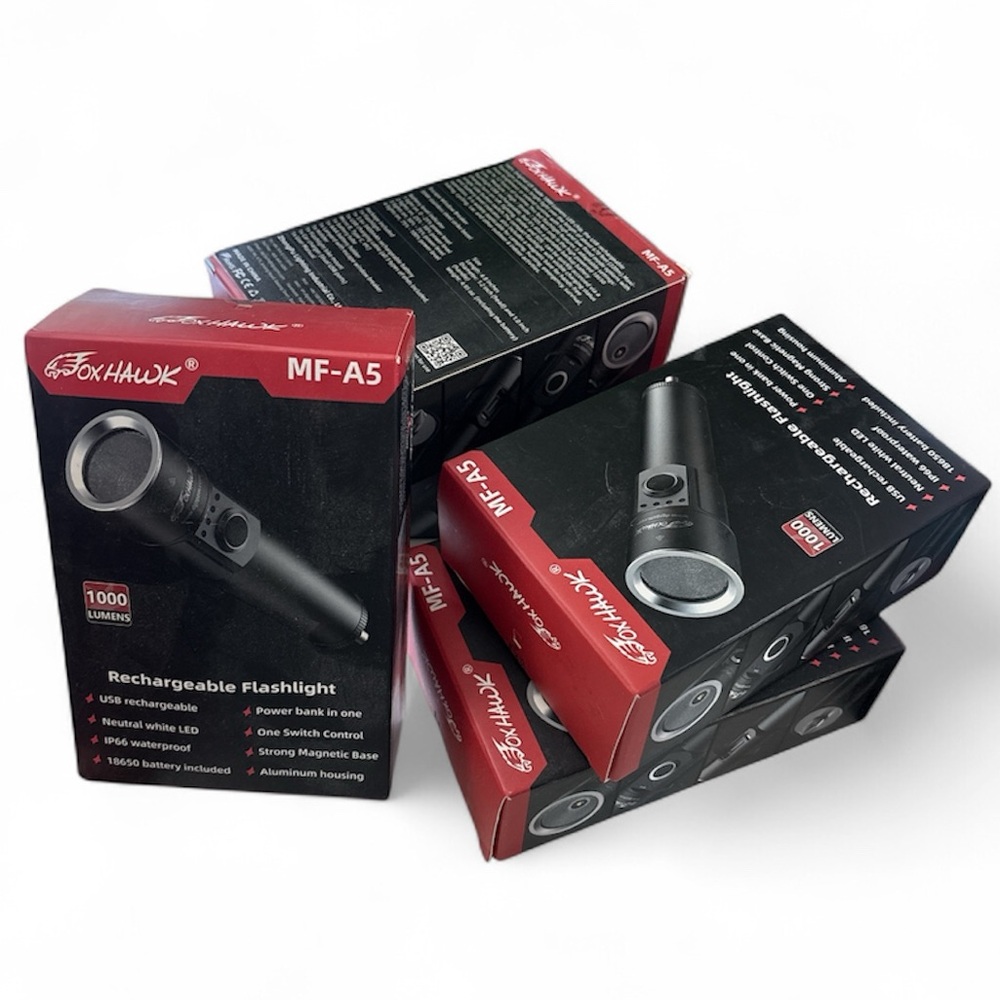 NWT 5-Pack Lot Tactical Flashlight USB Rechargeable Waterproof Stocking Stuffers